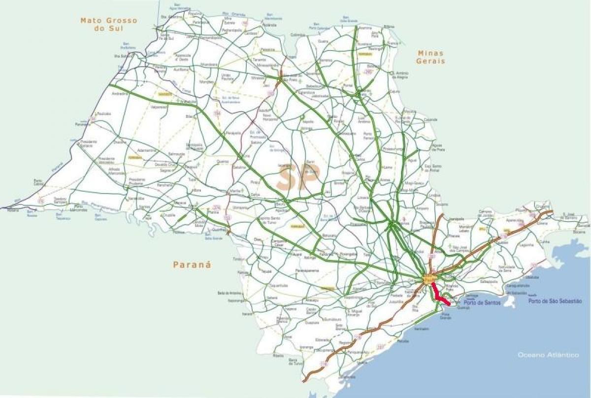 Map of Anchieta highway - SP 150