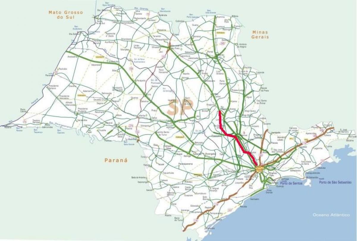 Map of Bandeirantes highway - SP 348