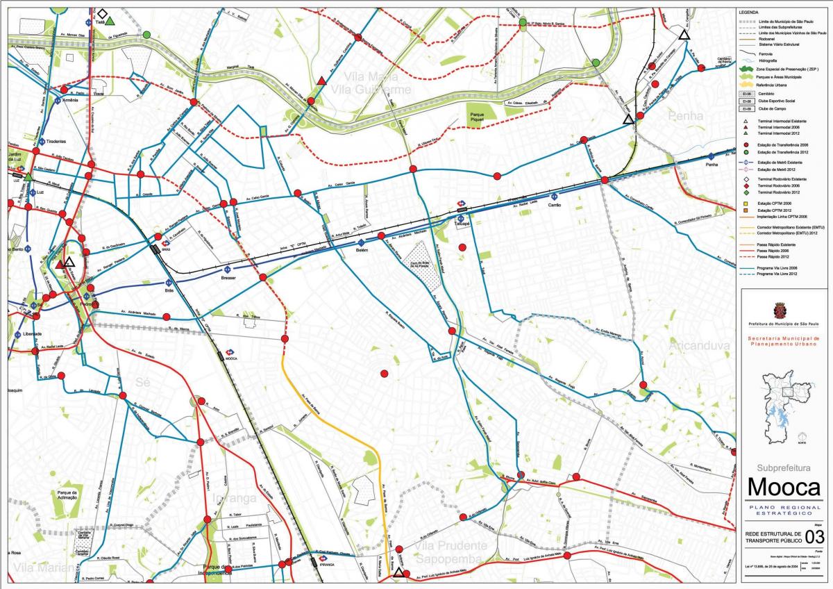 Map of Mooca São Paulo - Public transports