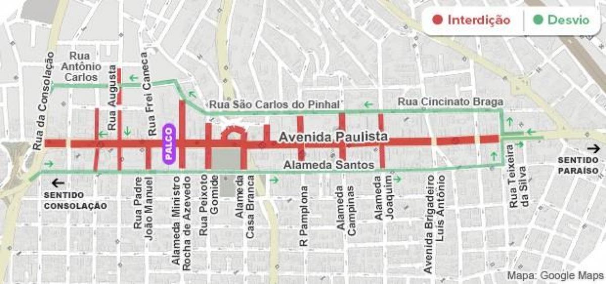Map of Paulista avenue São Paulo