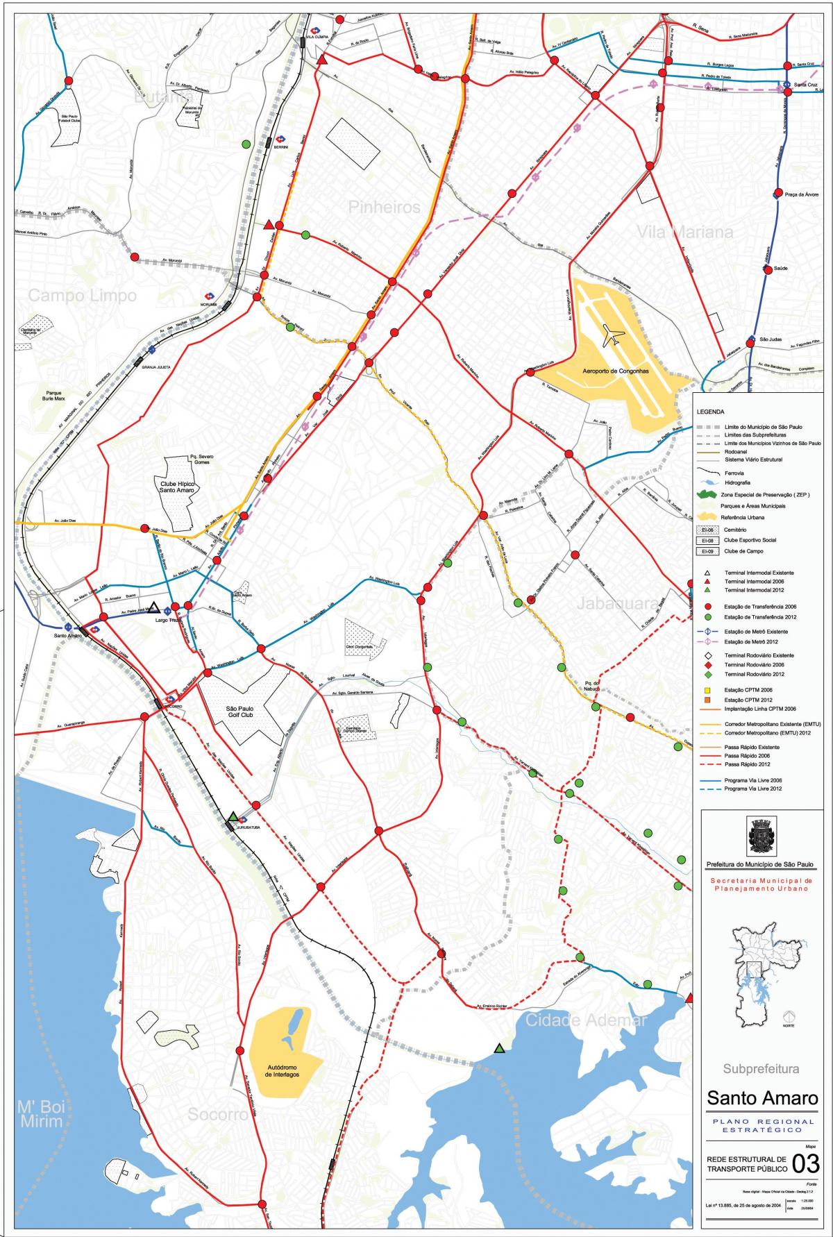 Map of Santo Amaro São Paulo - Public transports