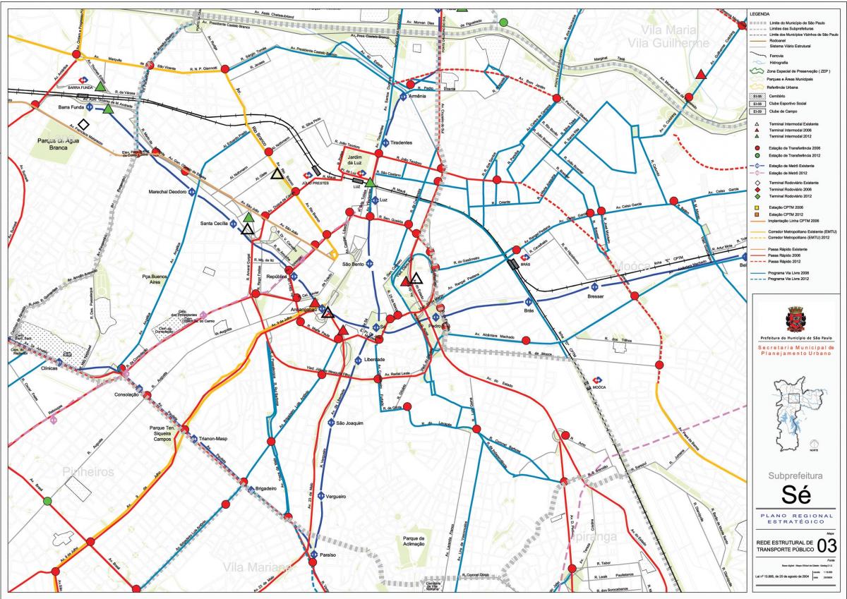 Map of Sé São Paulo - Public transports