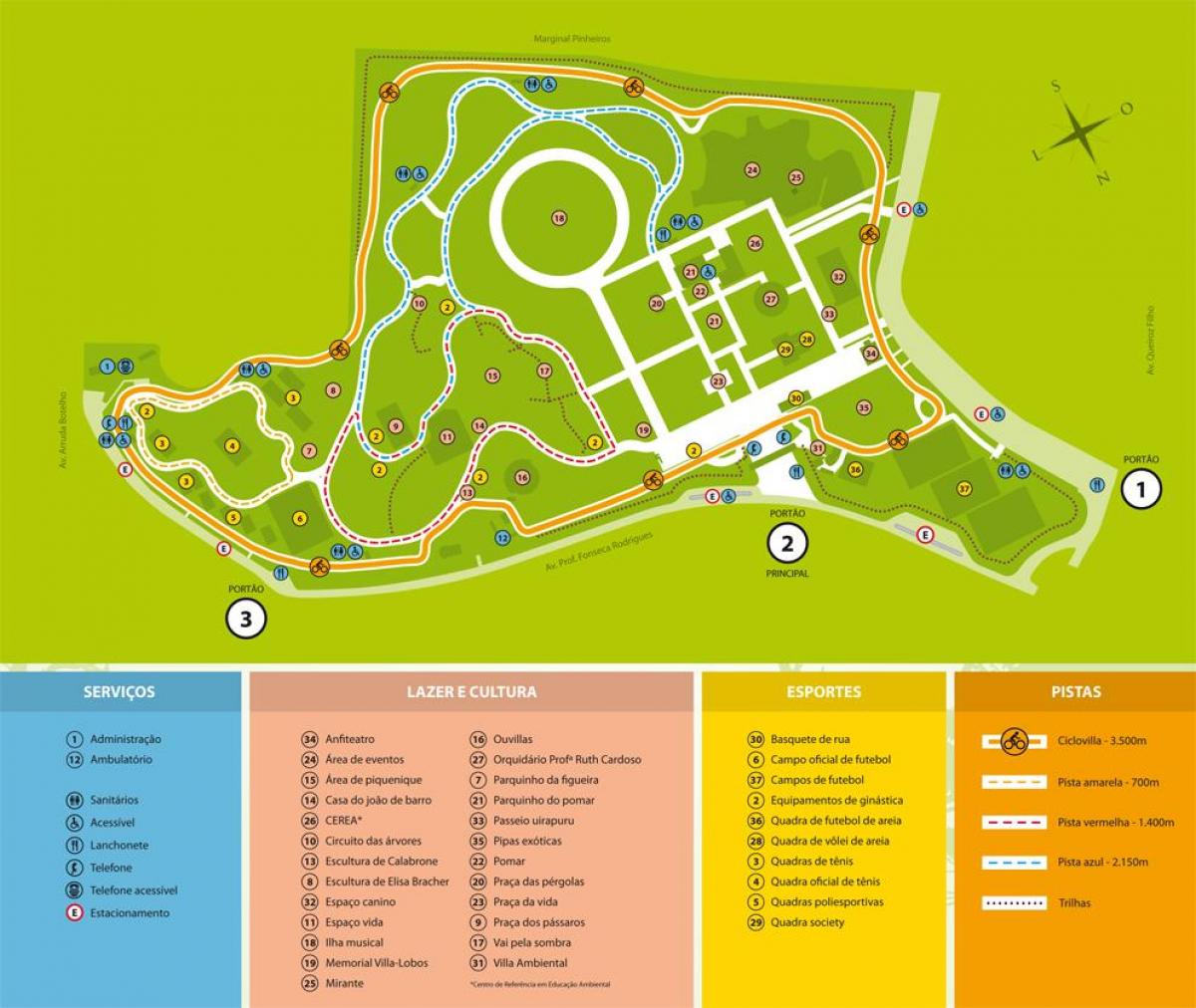 Map of Villa-Lobos park