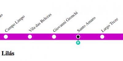 Map of São Paulo metro - Line 5 - Lilac