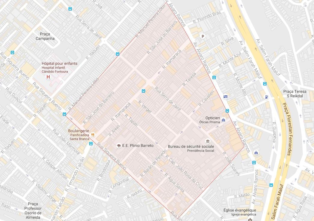 Map of Água Rasa São Paulo