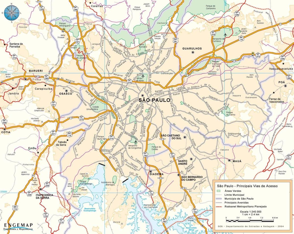 Map of access roads São Paulo