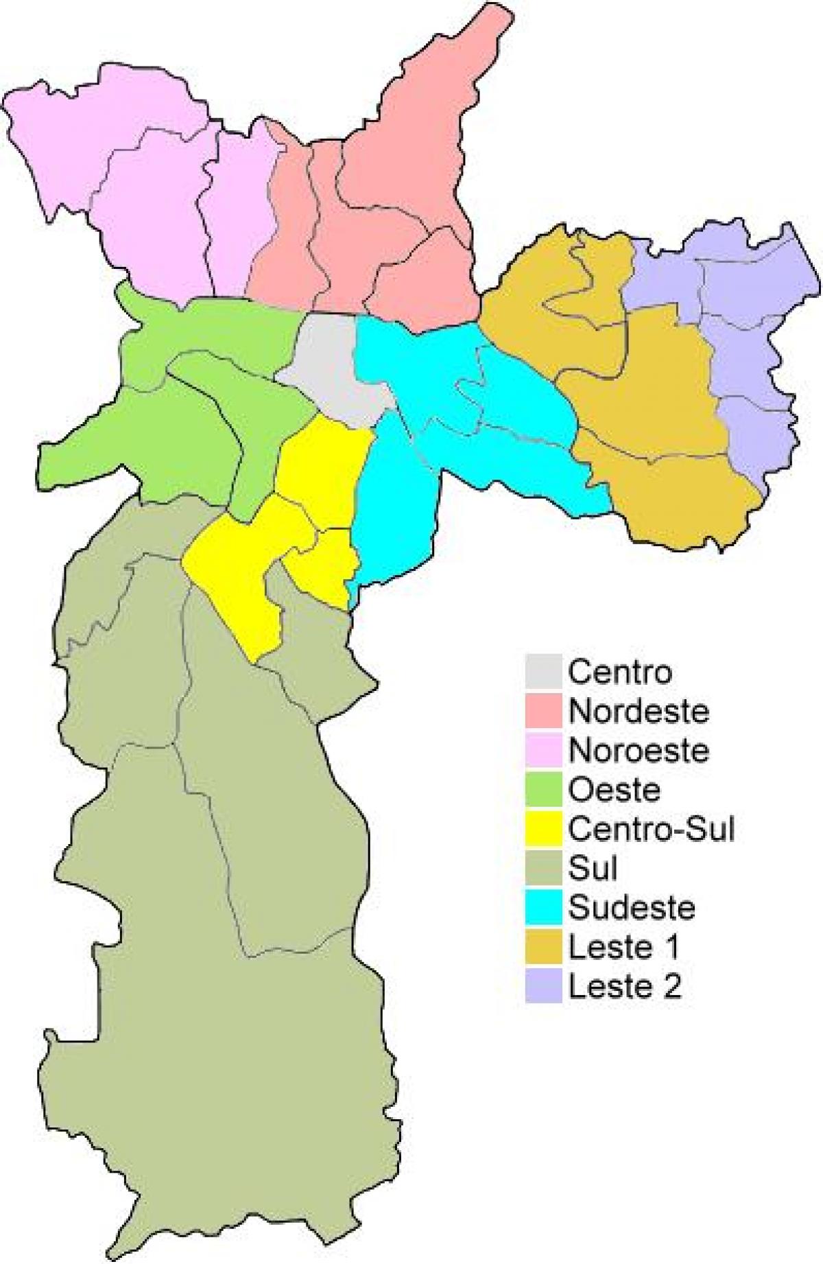 Map of administrative regions in São Paulo
