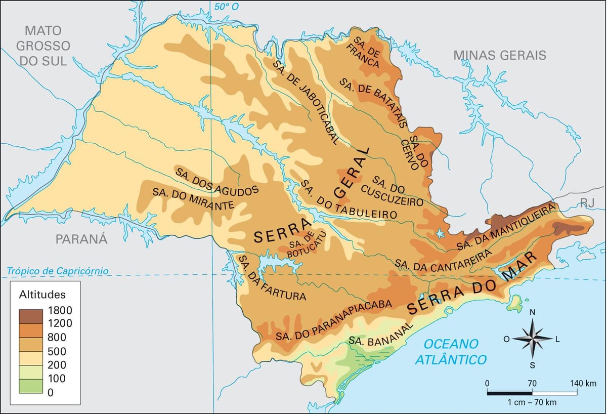 Map of altitude São Paulo