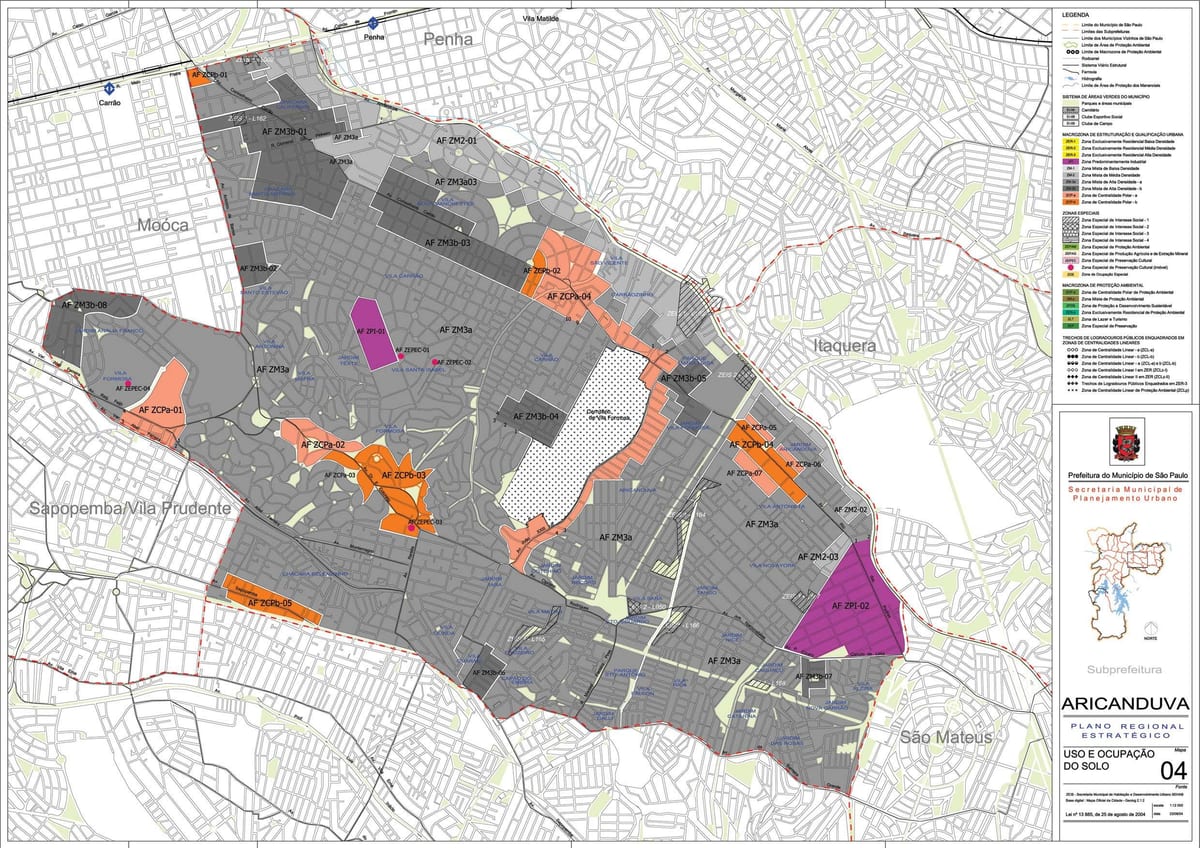Map of Aricanduva-Vila Formosa São Paulo - Occupation of the soil
