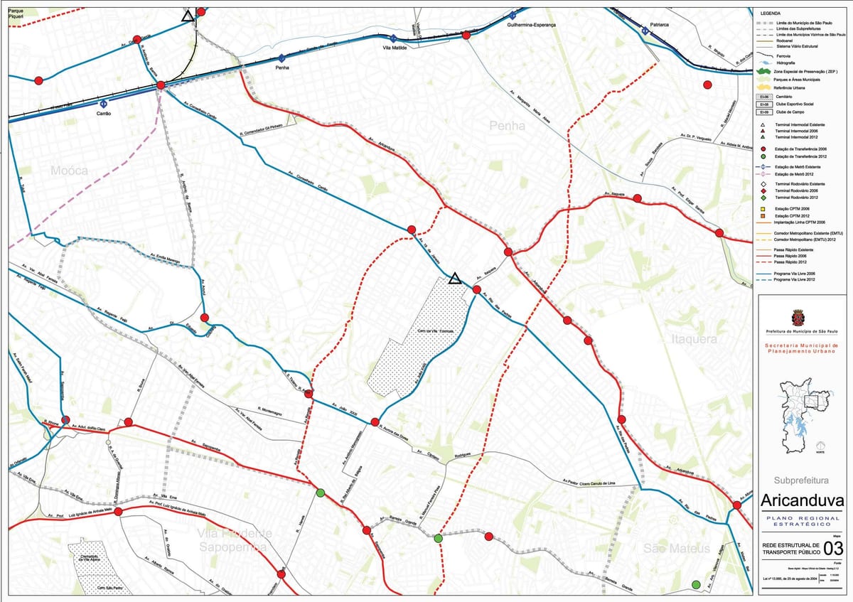 Map of Aricanduva-Vila Formosa São Paulo - Public transports