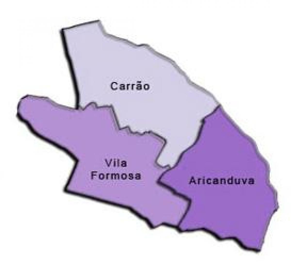 Map of Aricanduva-Vila Formosa sub-prefecture