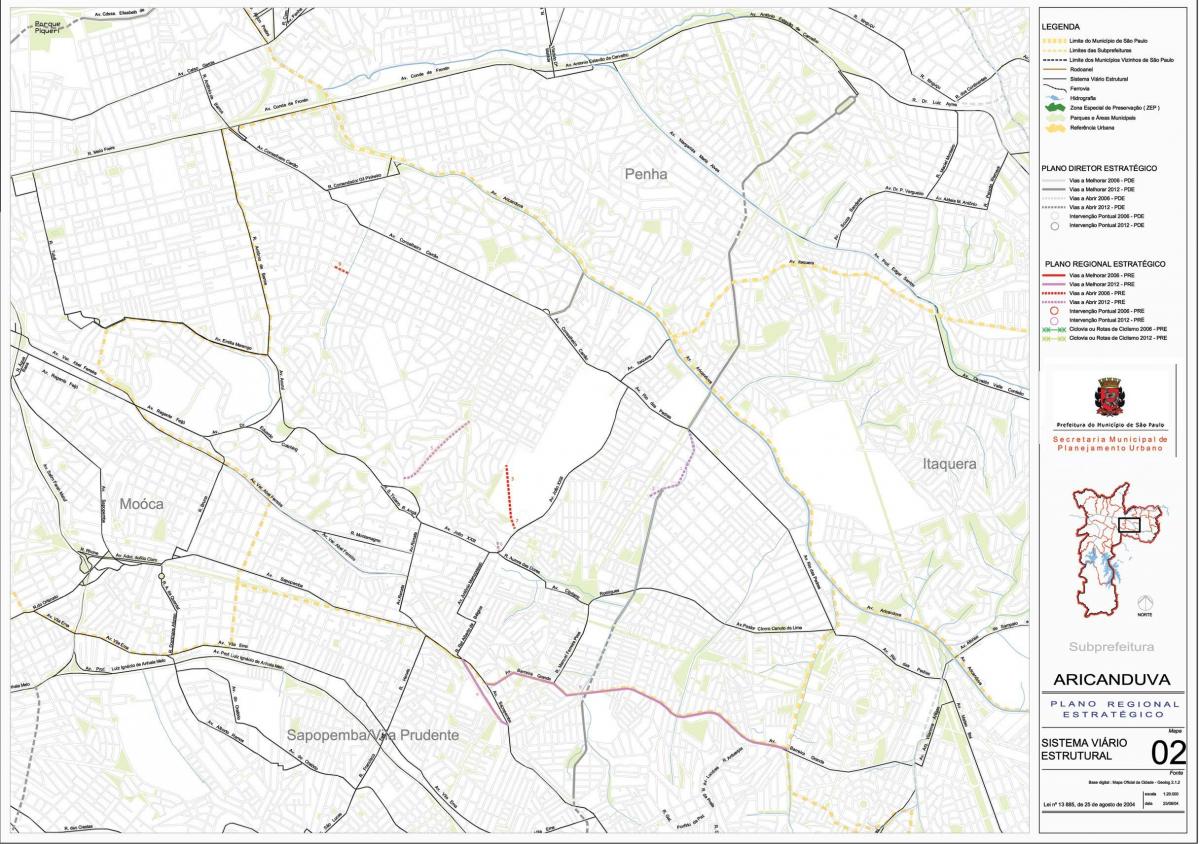 Map of Aricanduva-Vila Formosa São Paulo - Roads