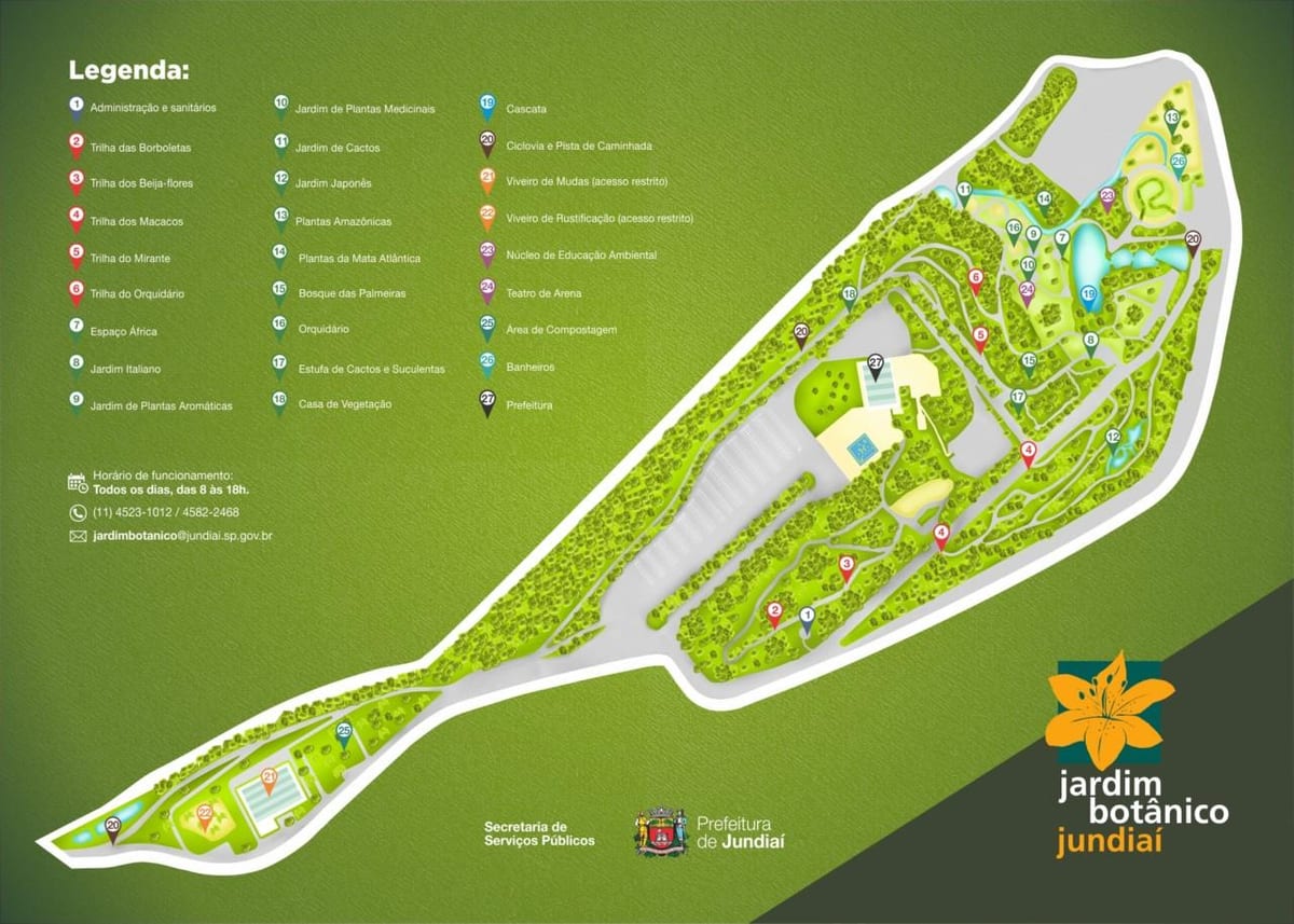Map of botanical garden Jundiaí