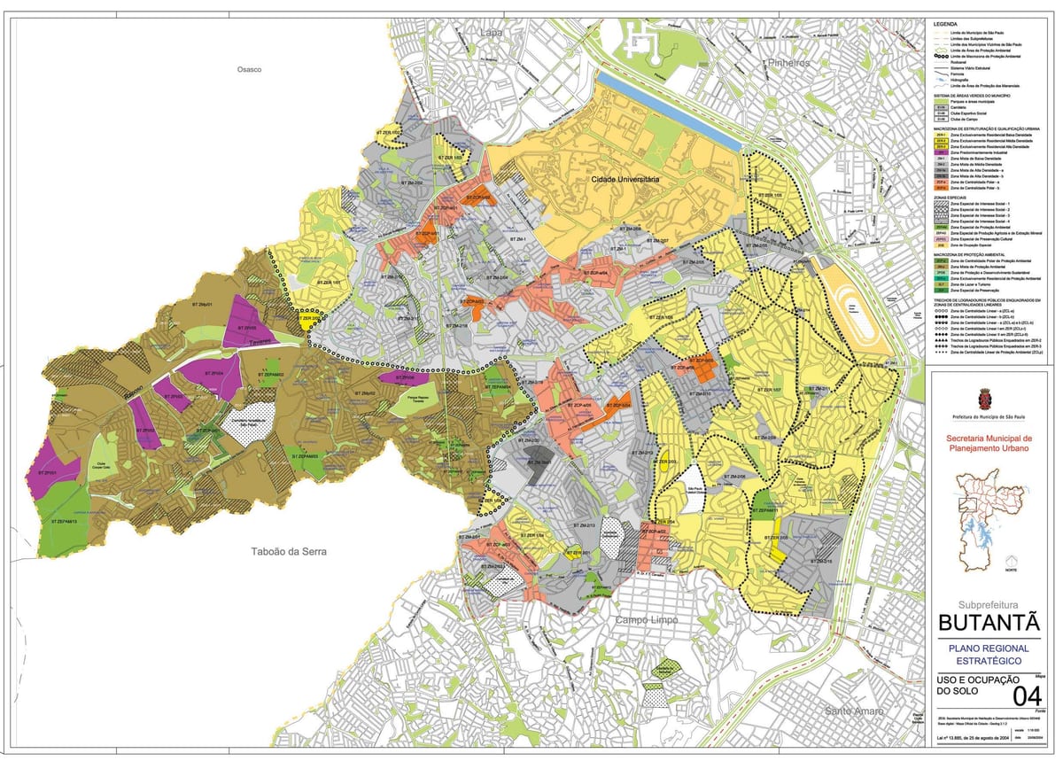 Map of Butantã São Paulo - Occupation of the soil