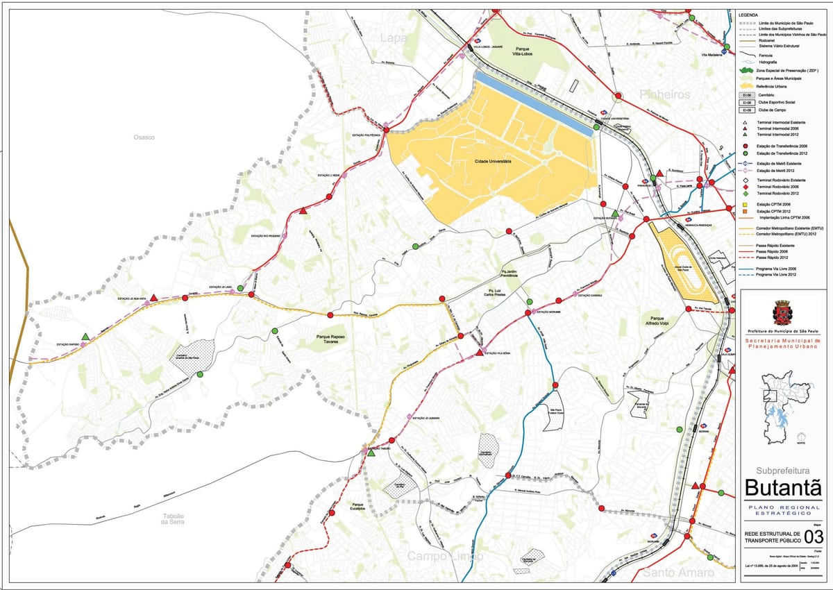 Map of Butantã São Paulo - Public transports