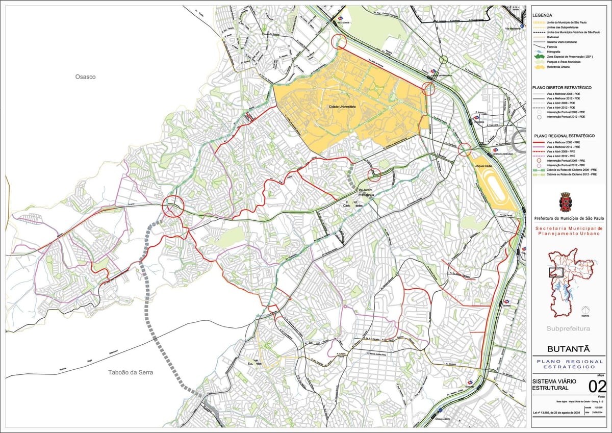 Map of Butantã São Paulo - Roads