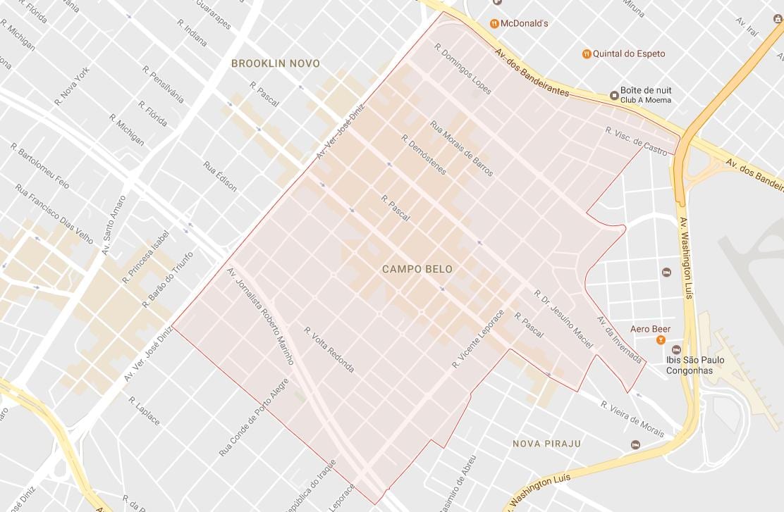 Map of Campo Belo São Paulo