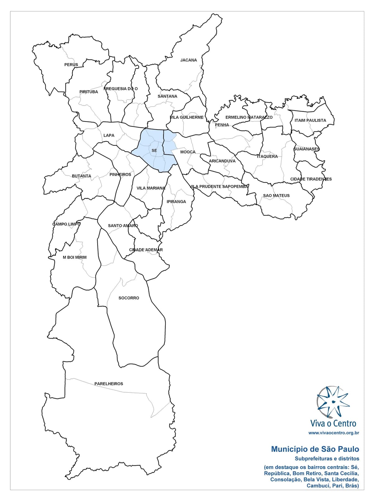 Map of Central zone São Paulo