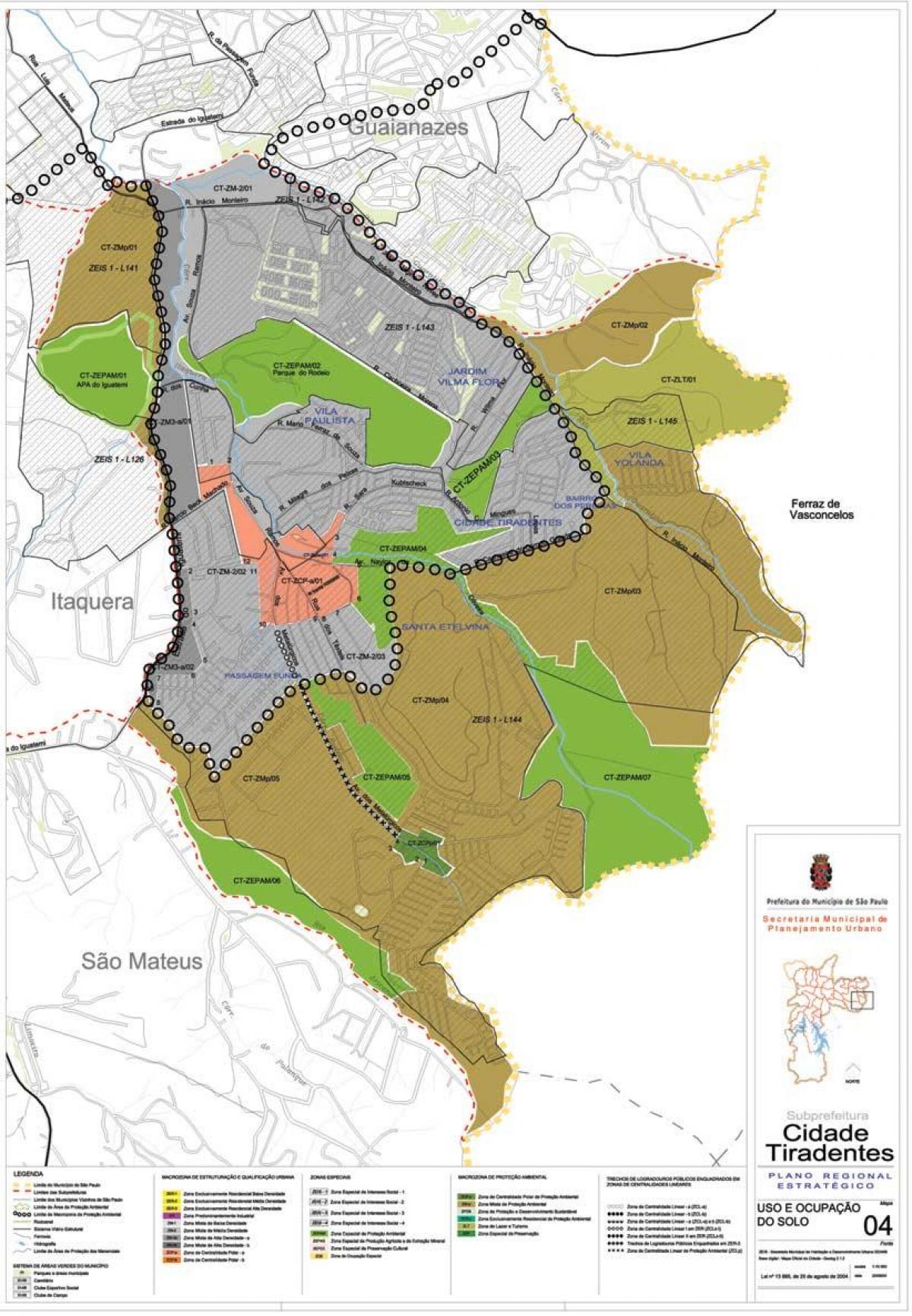 Map of Cidade Tiradentes São Paulo - Occupation of the soil