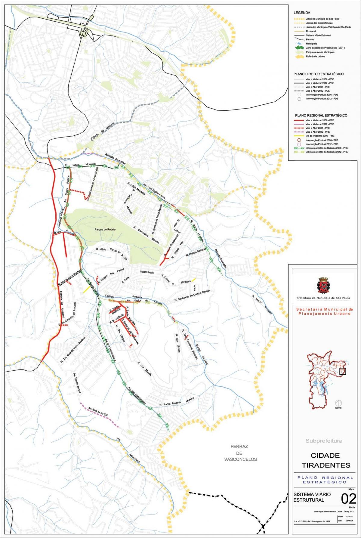 Map of Cidade Tiradentes São Paulo - Roads