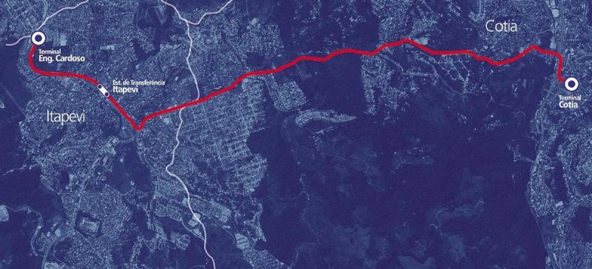 Map of corredor BRT metropolitano Itapevi-Cotia