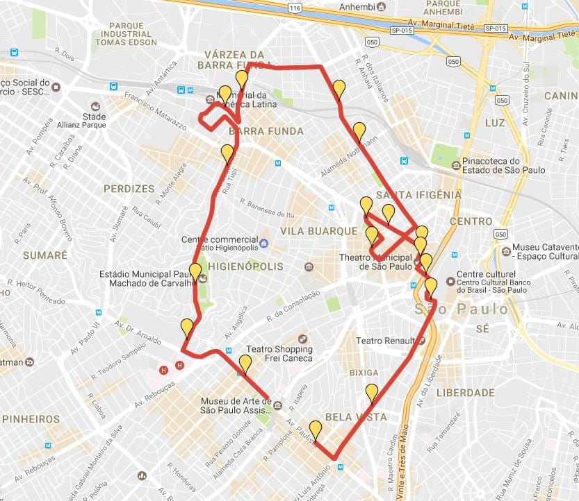 Map of Corrida International São Silvestre