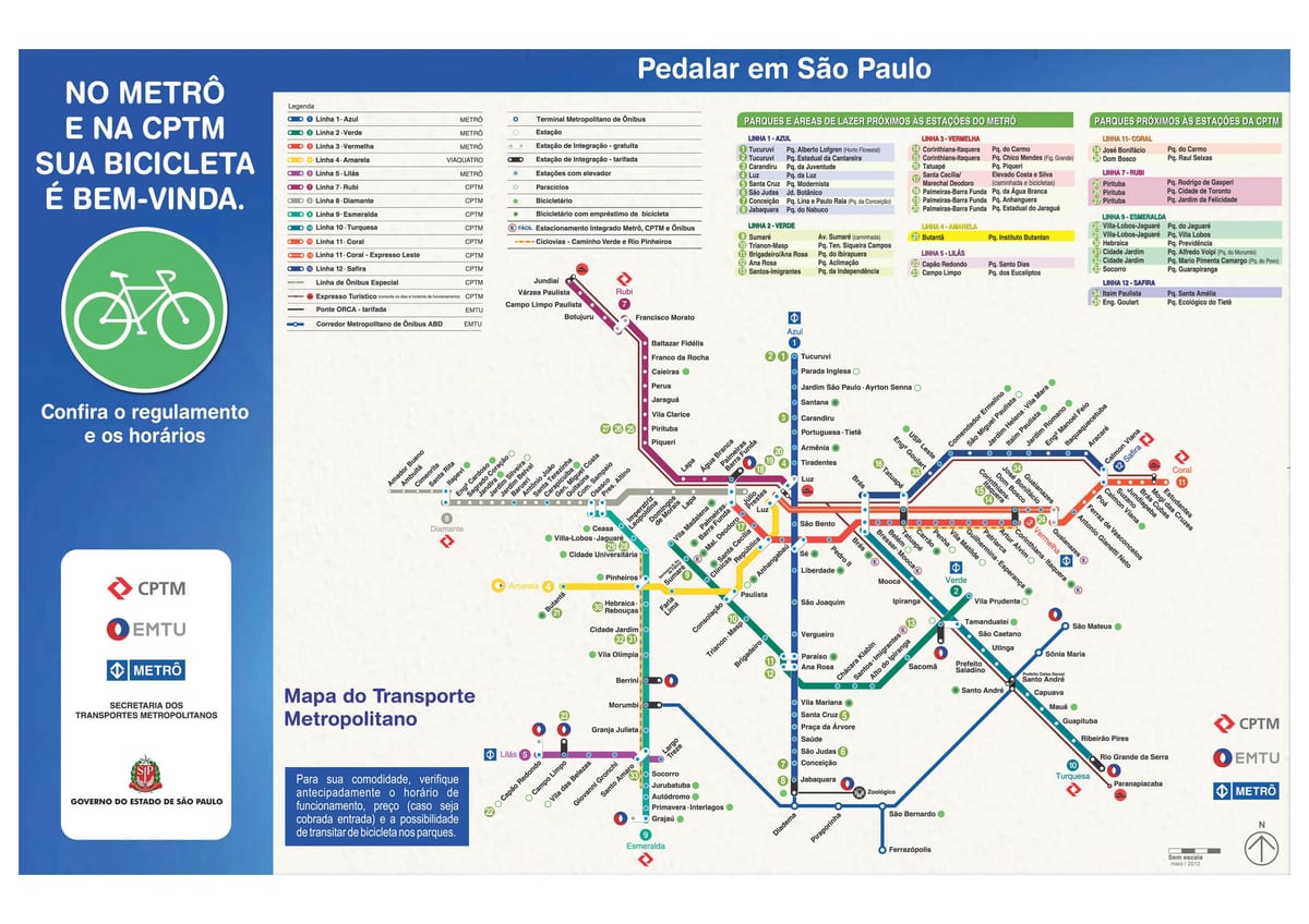 Map of cycling guide São Paulo