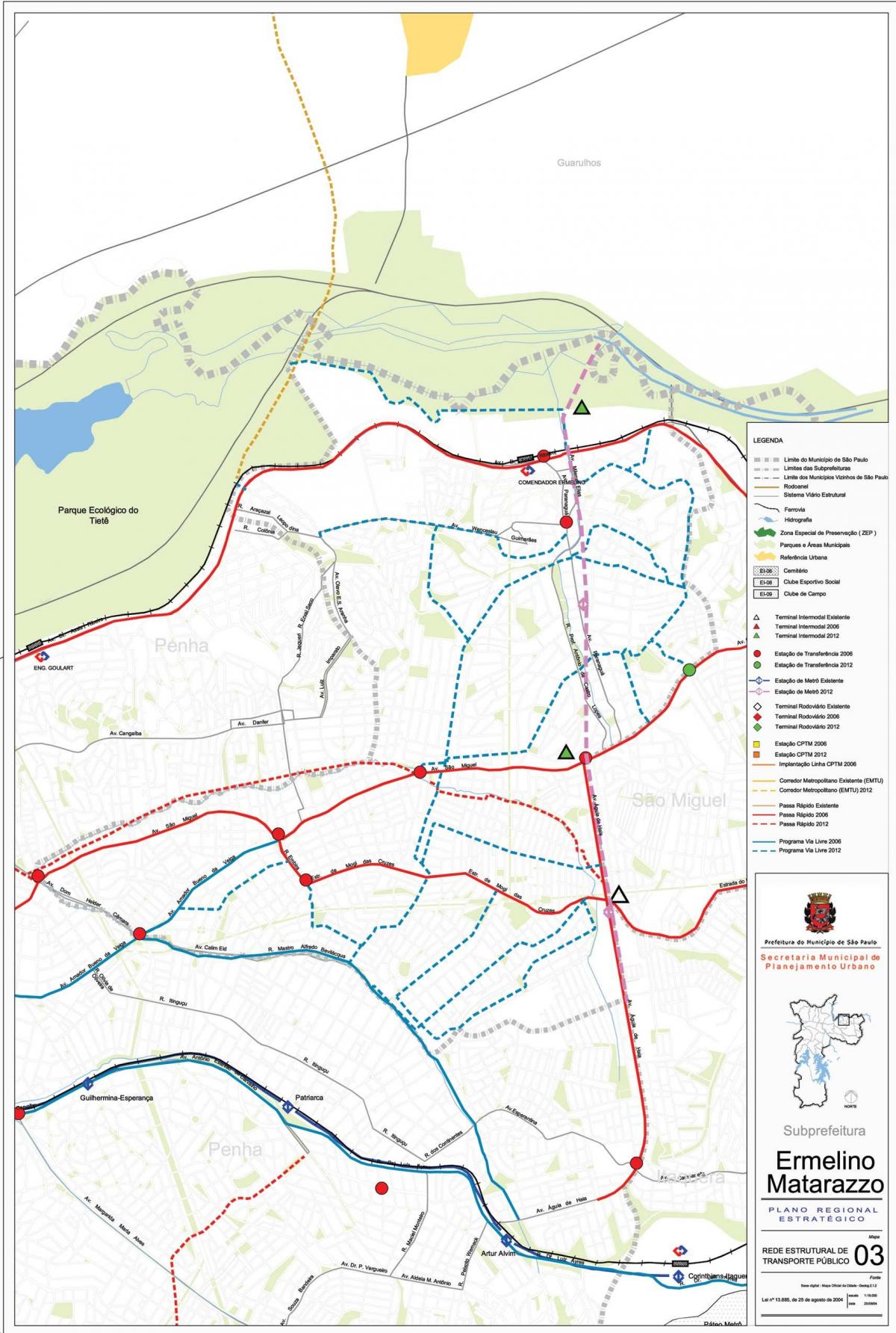 Map of Ermelino Matarazzo São Paulo - Public transports