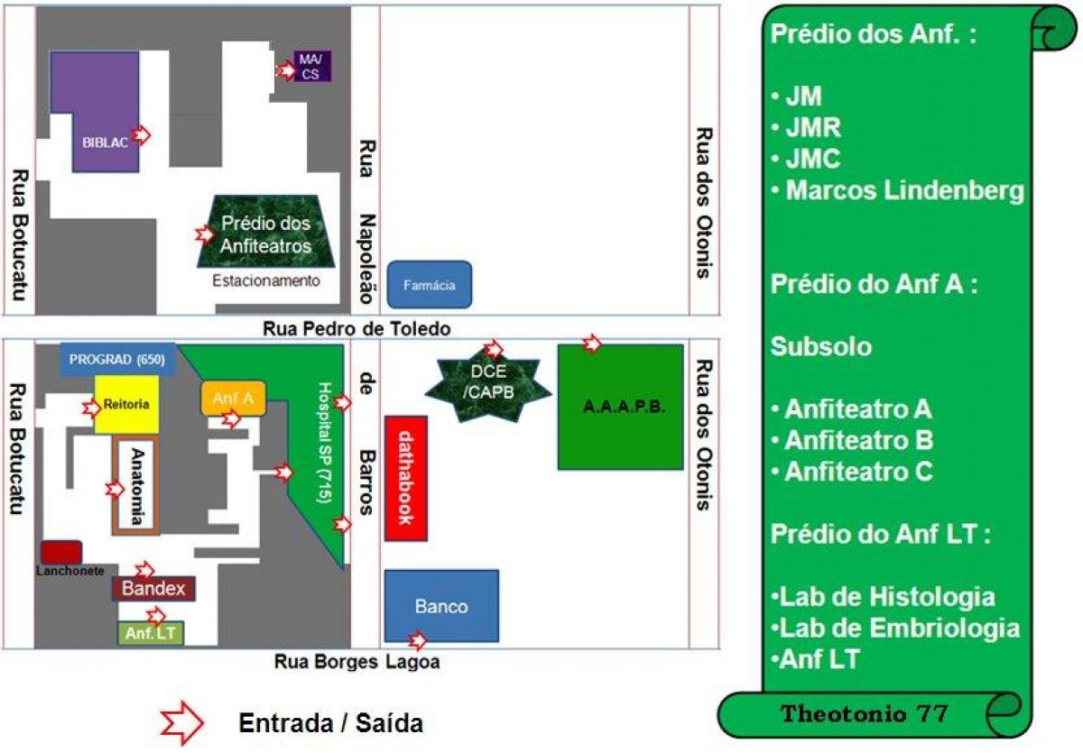 Map of federal university of São Paulo - UNIFESP