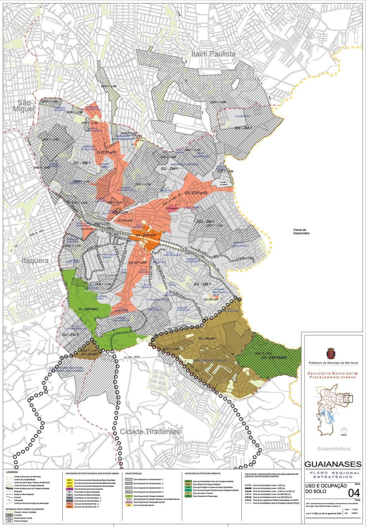 Map of Guaianases São Paulo - Occupation of the soil