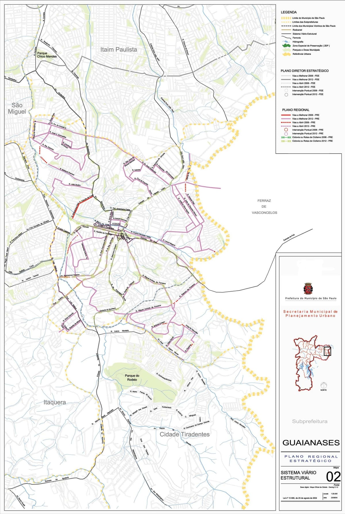 Map of Guaianases São Paulo - Roads