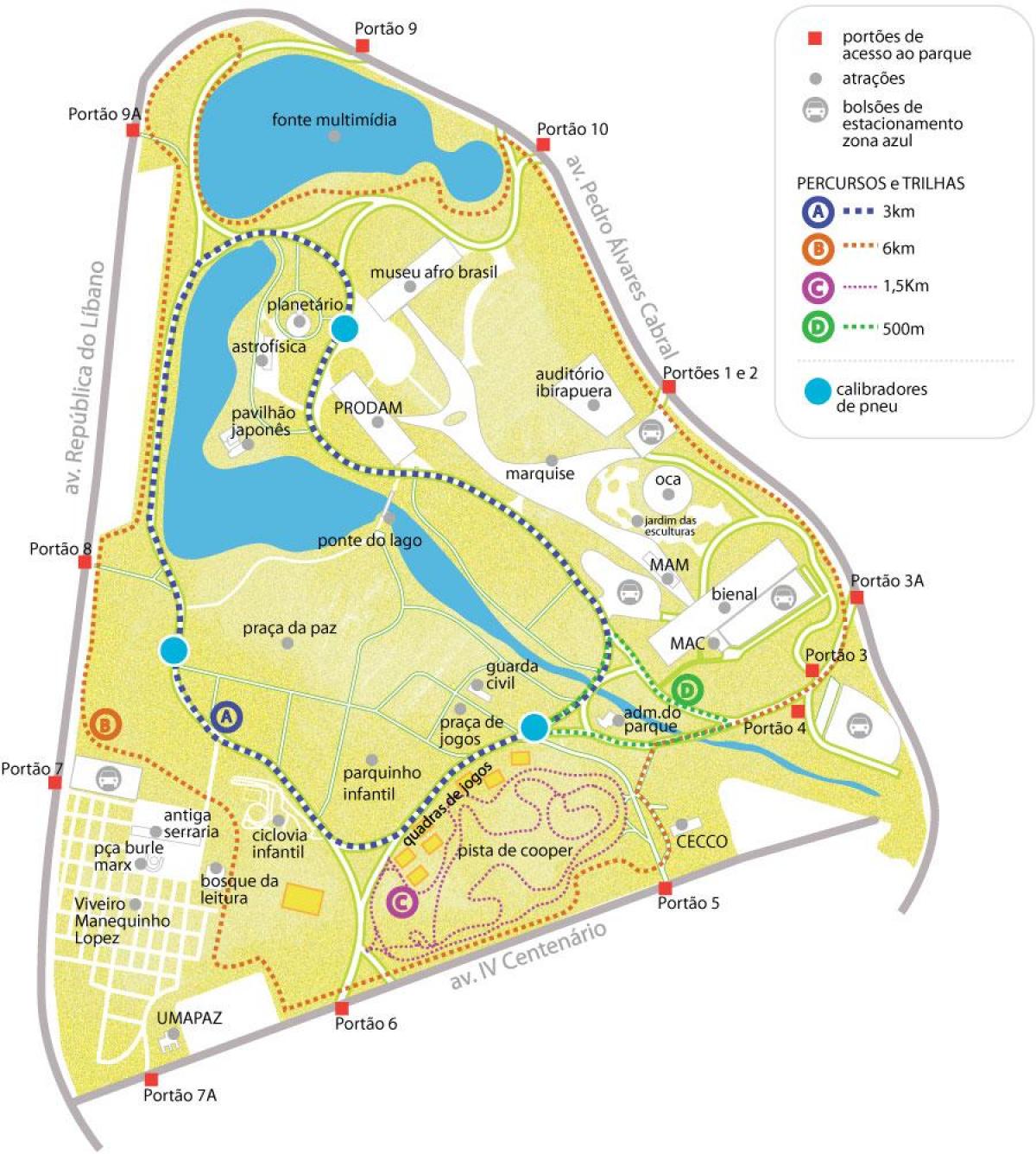 Map of Ibirapuera park