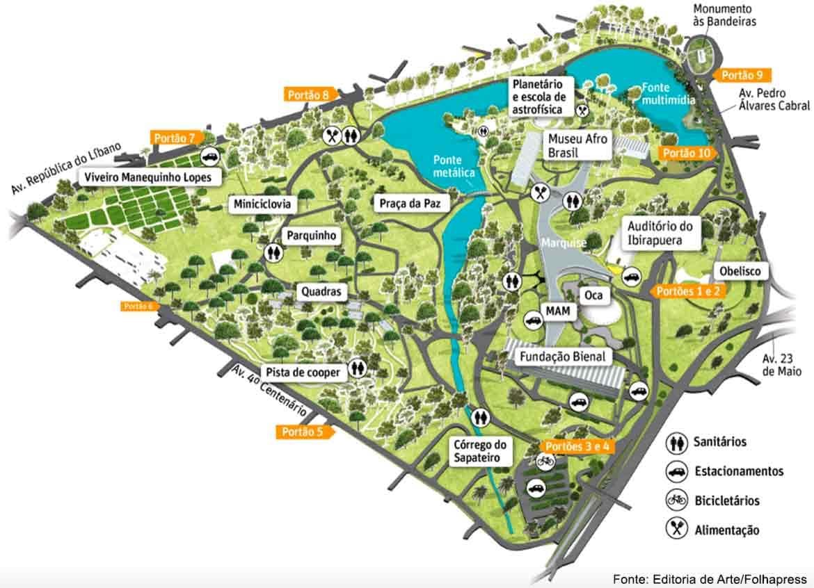 Map of Ibirapuera Park São Paulo