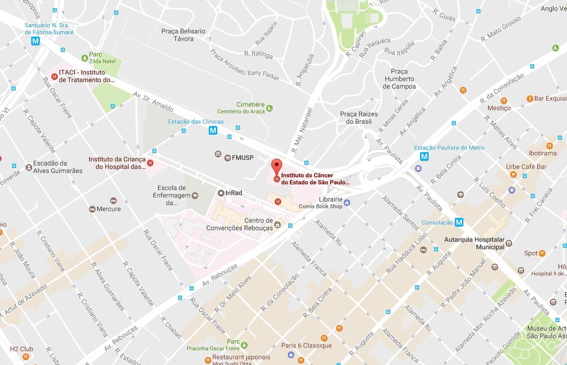 Map of Institute of Cancer of São Paulo