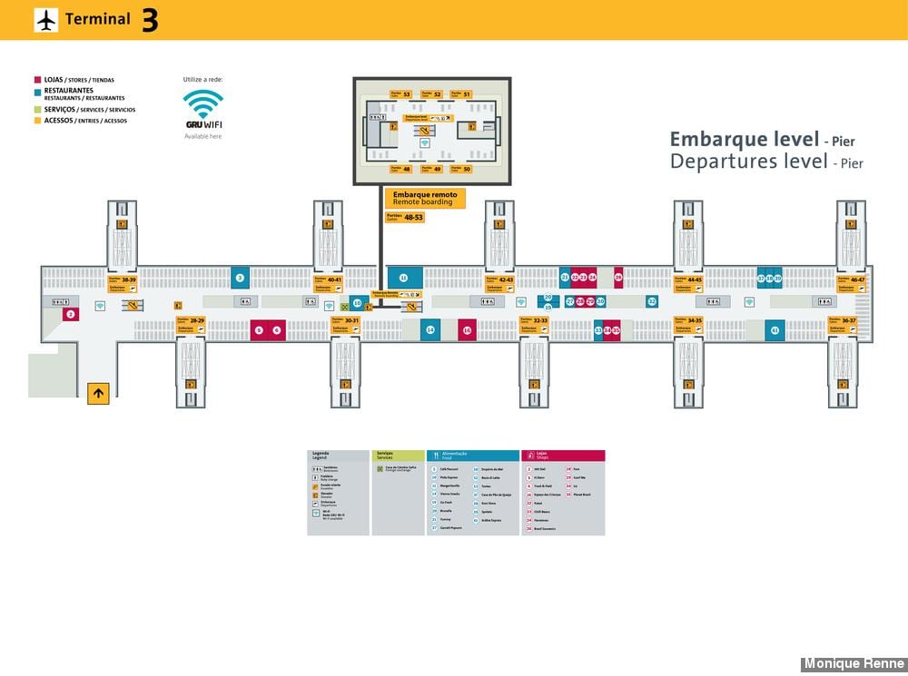Map of international airport São Paulo-Guarulhos - Terminal 3