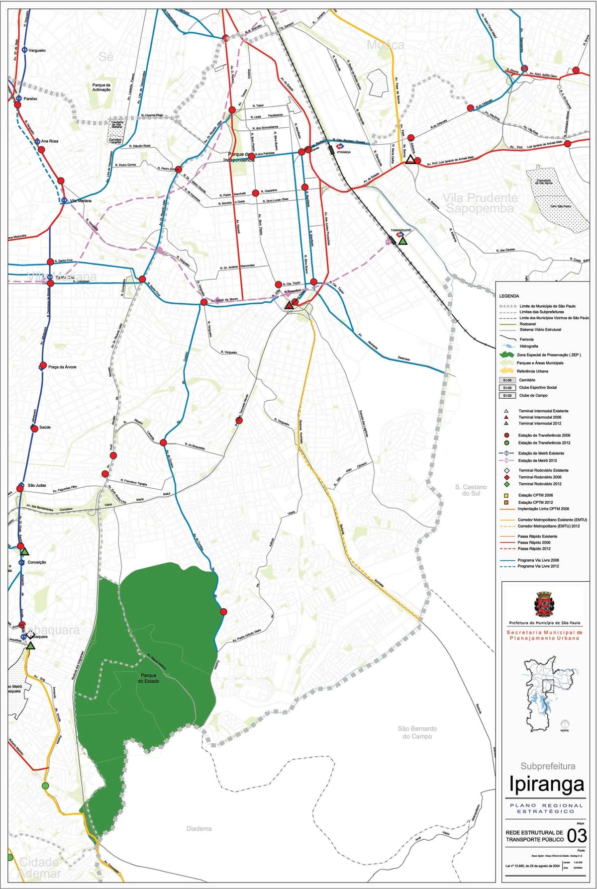 Map of Ipiranga São Paulo - Public transports