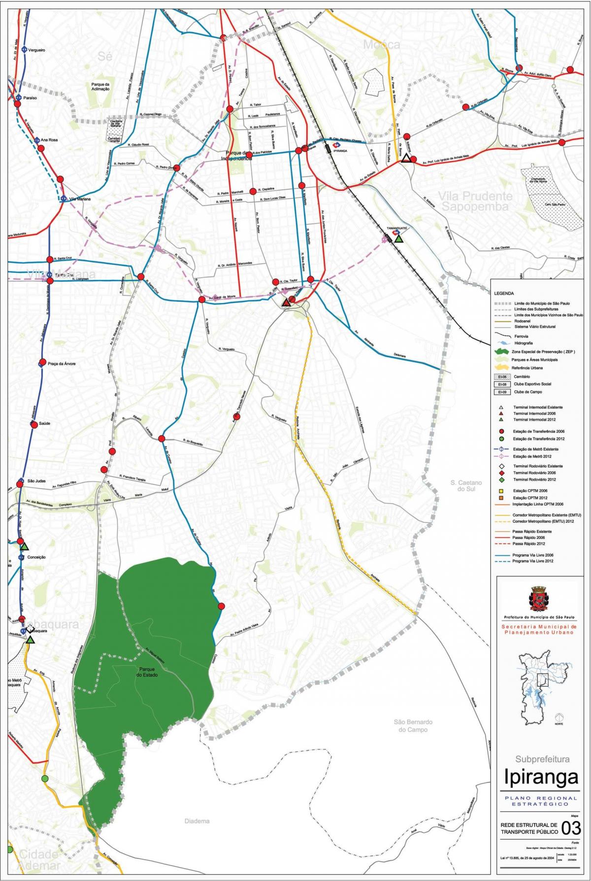 Map of Ipiranga São Paulo - Public transports