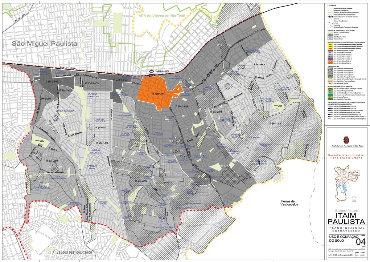 Map of Itaim Paulista - Vila Curuçá São Paulo - Occupation of the soil