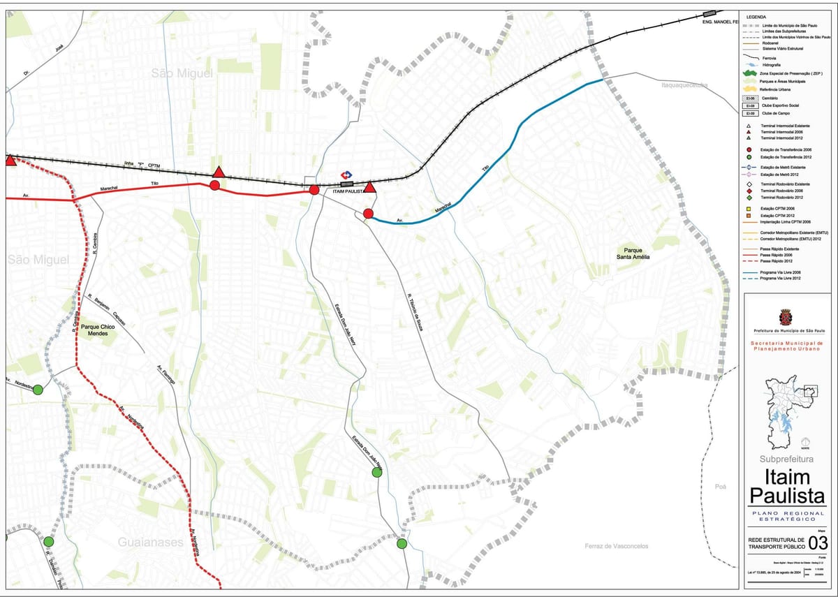 Map of Itaim Paulista - Vila Curuçá São Paulo - Public transports