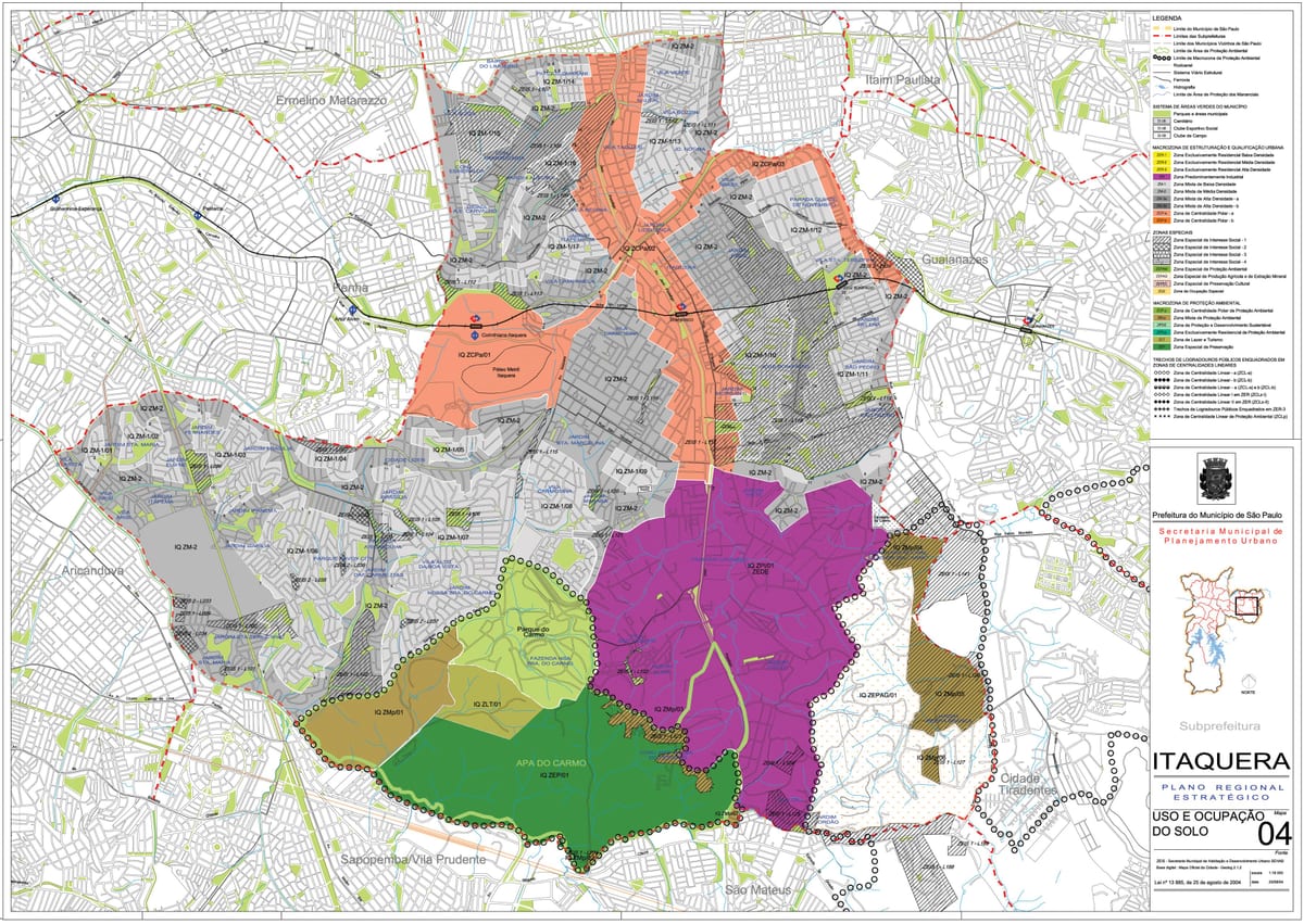 Map of Itaquera São Paulo - Occupation of the soil