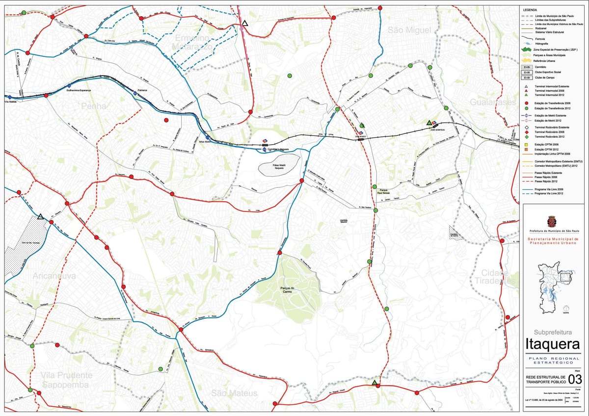Map of Itaquera São Paulo - Public transports