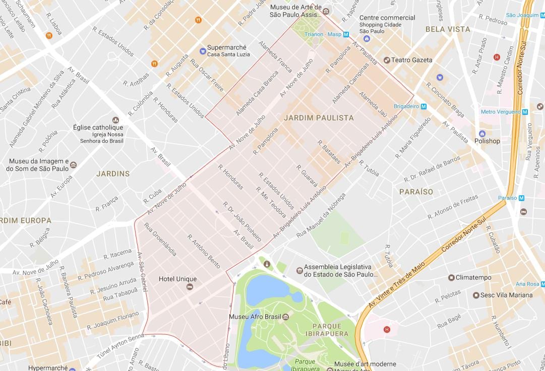 Map of Jardim Paulista São Paulo