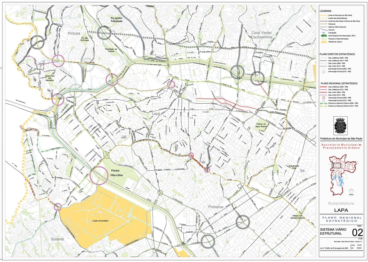 Map of Lapa São Paulo - Roads