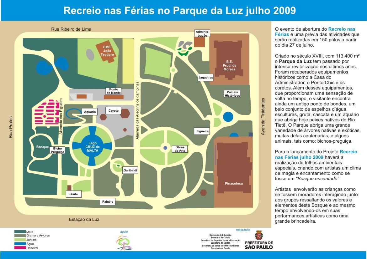 Map of Luz park São Paulo