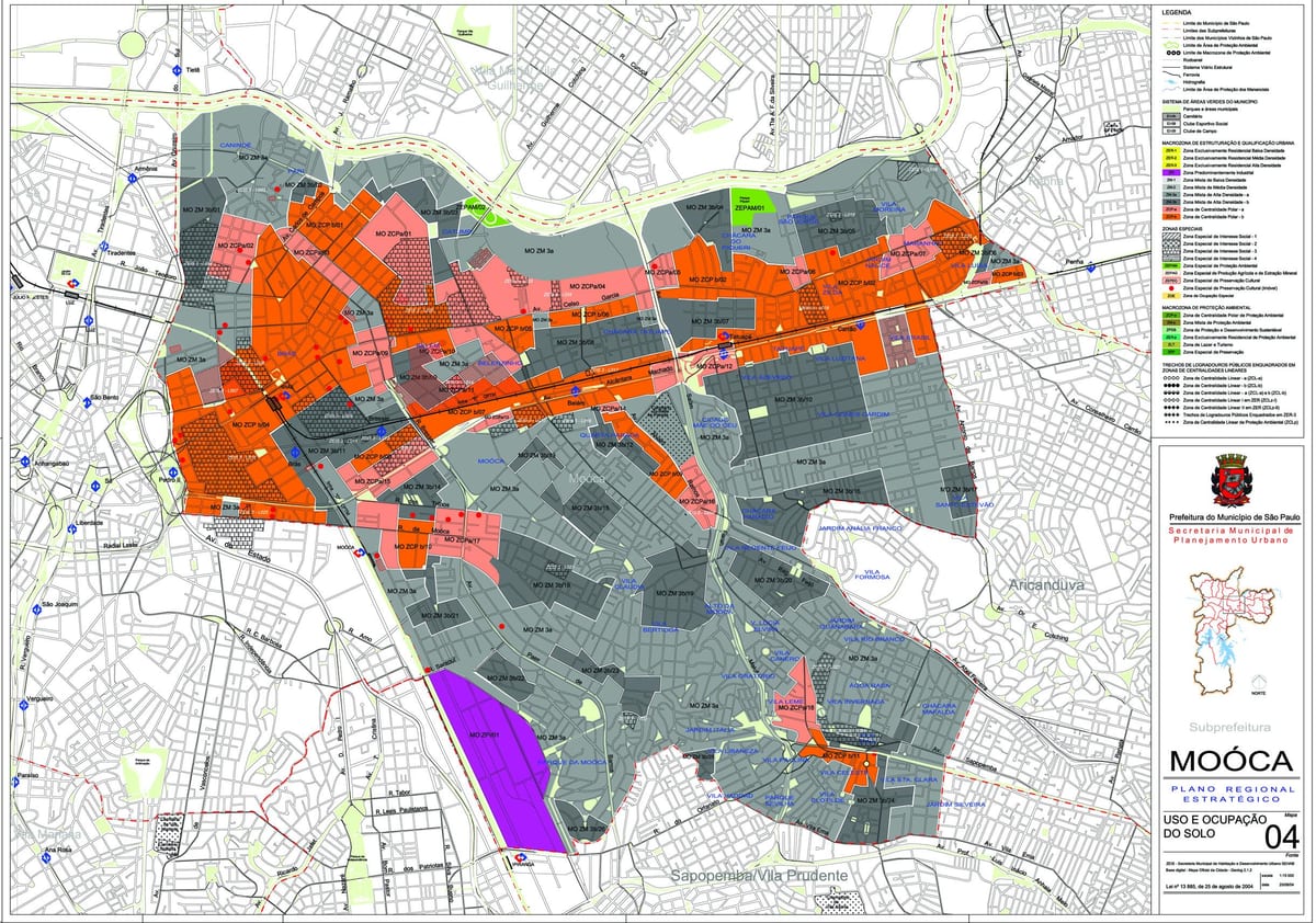 Map of Mooca São Paulo - Occupation of the soil