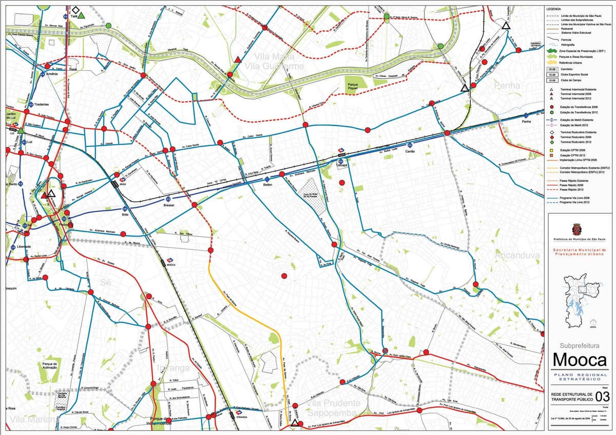 Map of Mooca São Paulo - Public transports