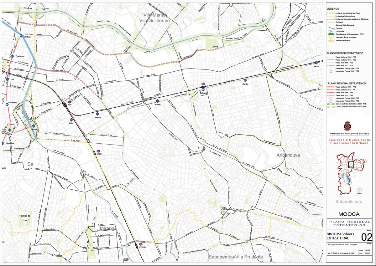 Map of Mooca São Paulo - Roads