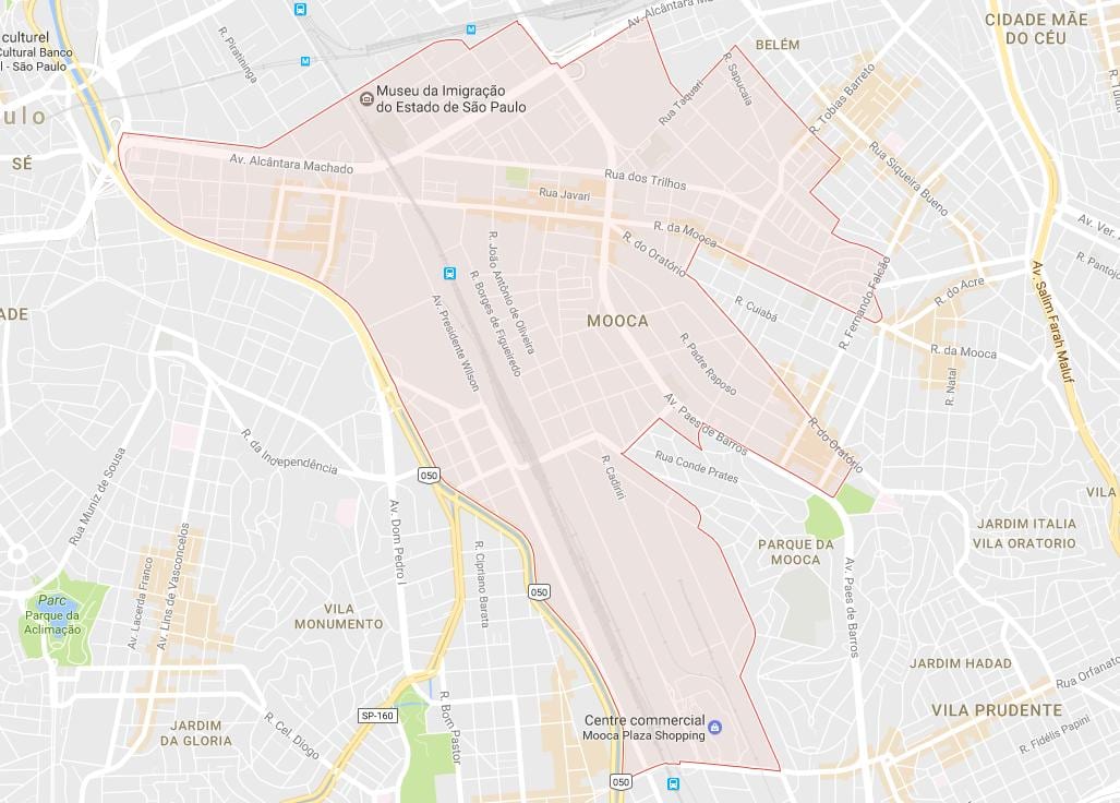 Map of Mooca São Paulo