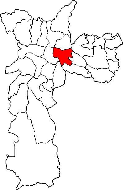Map of Mooca sub-prefecture São Paulo