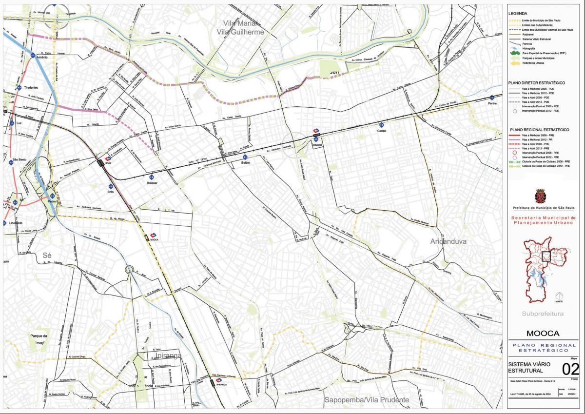 Map of Mooca São Paulo - Roads